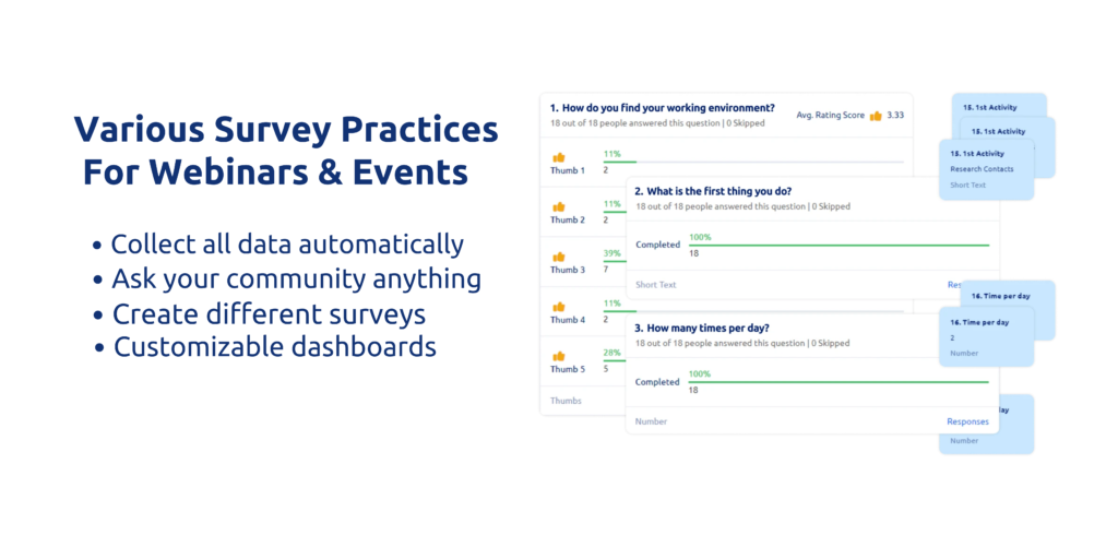 Various Survey Practices for Webinars & Events